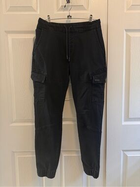Twice Mens Cargo Jogger Pants size 32 Black Slim Fit Drawstring Stretch